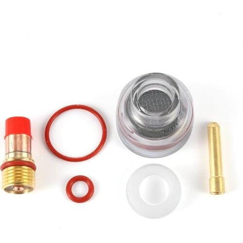 6pcs TIG Welding Torch Kit Corrosion Resistance Gas Lens Copper Collet Transparent Glass Cup Welding Soldering Supplies