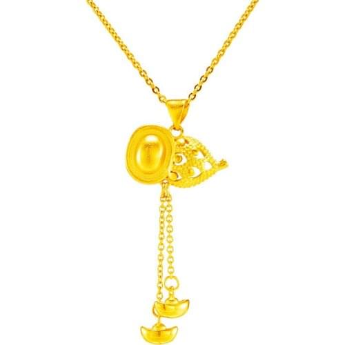 Pendant Necklaces for Women Vietnamese Sand Gold Fortune Gourd Pendant for Wedding Chain Fashion Jewelry Gifts (Without Chain)