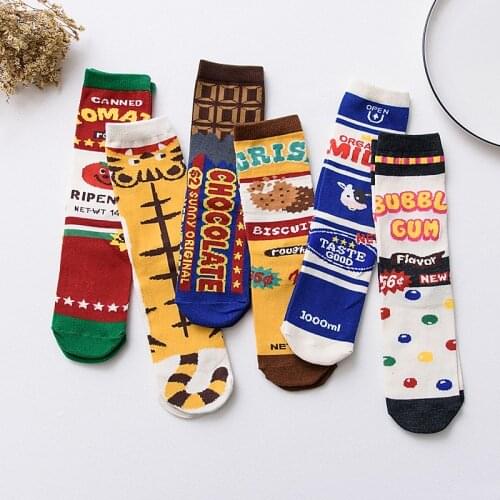 Japanese hot selling creative milk illustration socks lady autumn winter model cotton socks letter interesting socks cotton