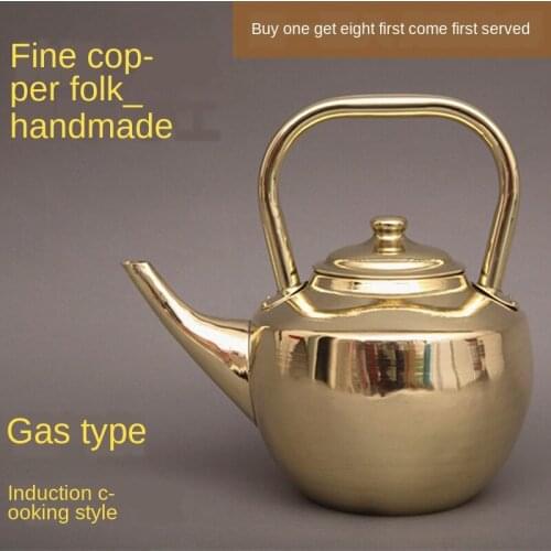 Pure copper copper teapot handmade water boiling copper pot plus soup pot brass large thickened home