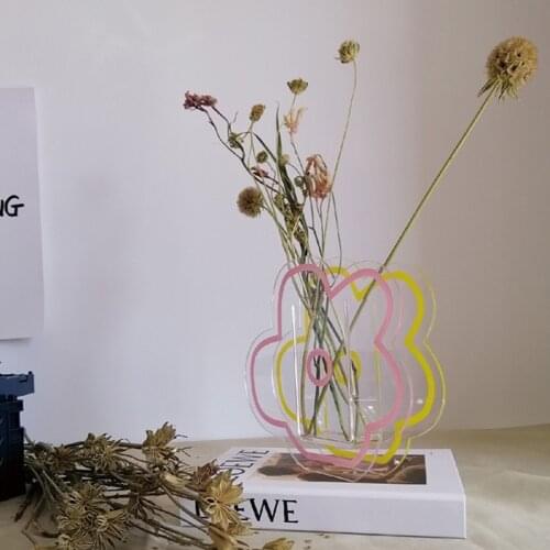 Multifunctional Cute Flower Shape Modern Contemporary Design Acrylic Clear Vases For Home Office SDF-SHIP