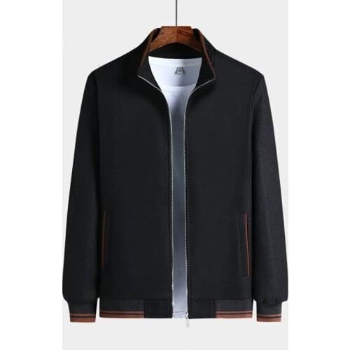 Mens jackets autumn/winter 2020 Middle-aged solid color Mens clothing Business casual stand collar Mens coat Plush jacket
