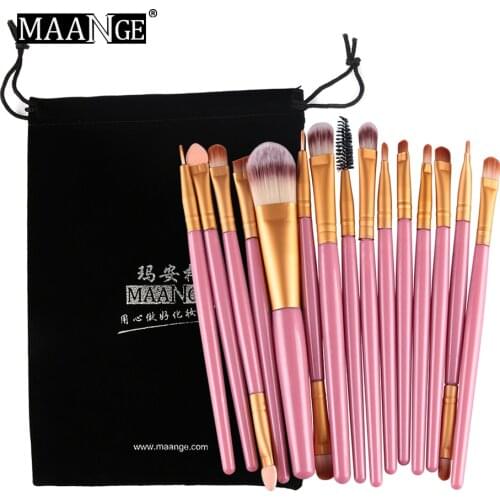 MAANGE 15PCS Makeup Brushes Set Foundation Powder Eyeshadow Brow Eyeliner Cosmetic Make Up Brush Beauty Tool Pinceaux Maquillage