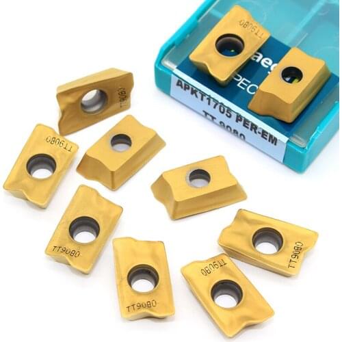 10PCS APKT1705 PER EM TT9080 Carbide Insert Lathe Milling Tools APKT 1705 CNC Cutting Tool Cutter Face Milling Lathe Tools