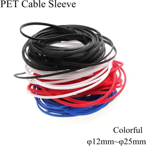 12mm 14mm 16mm 18mm 20mm 25mm PET Cable Sleeve Nylon Expandable Braided Sleeving Flexible Wire Insulation Wrap Sheathing Protect