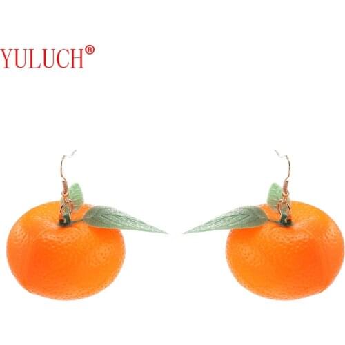 YULUCH New arrival fashion fresh woman trinkets Chinese handmade plastic 1 pair of small kumquat and citrus fruit girl gifts