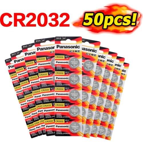 PANASONIC 50Pcs 3V CR2032 DL2032 KL2032 5004LC SB-T15 Lithium Battery Button Coin Cell For Main Board Remote Control Toy