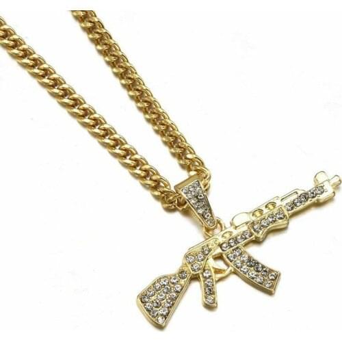 Personalized chains for men Necklace Creative Diamond Submachine Gun Hip Hop Pendant gothic jewelry
