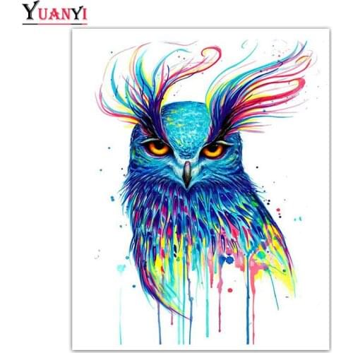 Full Square Diamond Mosaic Animal Colorful Owl Full Round Diamond Embroidery 5D DIY Diamond Painting Cross Stitch Home Decor
