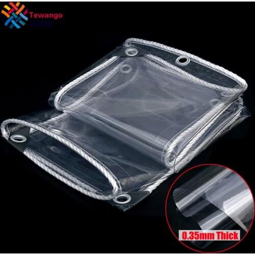 Tewango HighTransparent Balcony Rainproof Tarpaulin Curtain Rain Cloth Outdoor Soft PVC Cover Waterproof Tarp 0.35MM Heavy Duty
