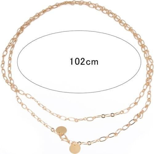 Fashionable Womens Mini Metal Dress Waist Chain Belt Sequins All Match Casual Elegant Clothing Thin Chain Belt