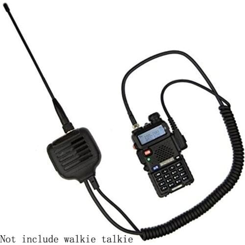 Handheld Shoulder Remote Speaker Dual PTT Mic Microphone with Dual Band SMA-F Antenna for TYT BaoFeng KENWOOD Series Scanner
