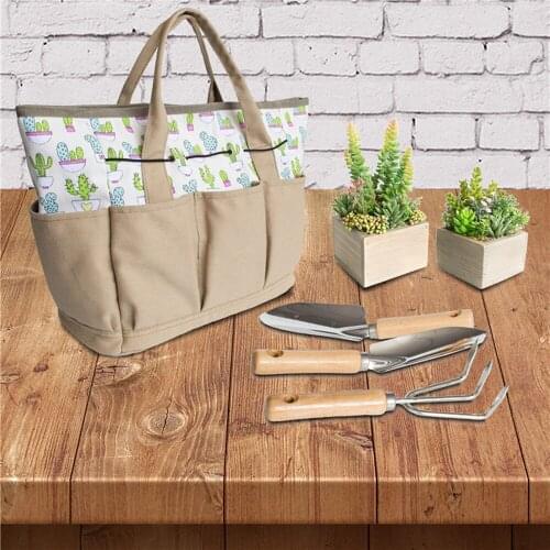 Garden Tool Bag Portable Garden Handbag with Multi Pockets Canvas Gardening Tools Organizer Hand Bag Storage Tote Bag