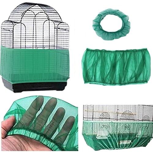 Green Bird Cage Skirt Universal Stretchy Airy Bird Cage Cover Sand Catcher Premium Mesh Cage Skirt For Parrot Pet Supplies