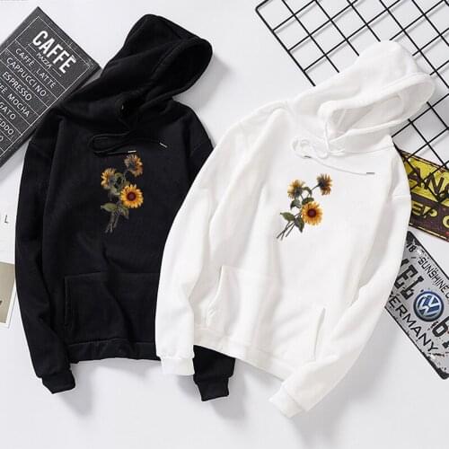 Women Hoodies Sunflower Sweatshirts Casual Long Sleeve Hooded Sweatshirt Print Flower Pullover Tops Blouse for Female Pullovers