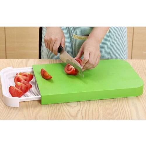 1PC Kitchen Cutting Board 2 in 1 Kitchen Foldable Chopping Board Creative Non-slip Folding Cutting Board Food Storage Box NJ 008