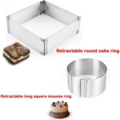 Mousse Ring Molds 1PC Stainless Steel 3D Adjustable Round Dessert Kitchen Utensils Cake Decorating Tools Retractable Cake Molds