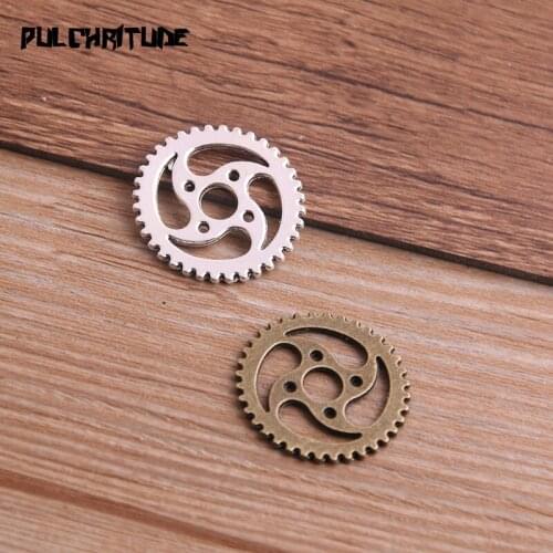 10PCS 23mm Two Color Metal Alloy Machinery Gear Pendant Jewelry Charm Jewelry Gear Findings