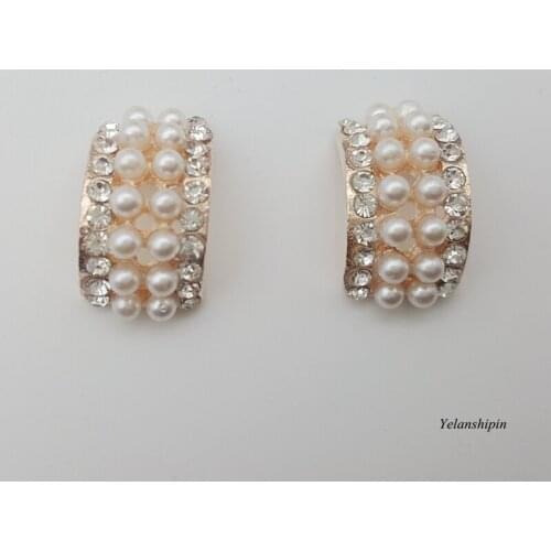 120pcs/lot Crystal Metal Pearl Button For Headband Accessory Arc Bow Rose Gold Rhinestone Buttons For DIY Hair Clip Napkin Ring