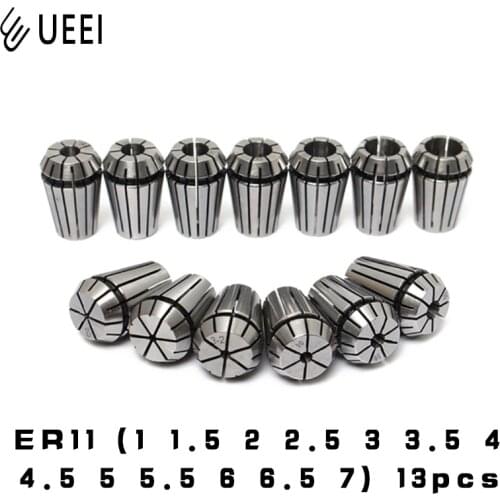 13 pcs ER11 1-7MM Spring Collet High Precision Collet Chuck handle Set For CNC Engraving Machine Lathe Mill Tool