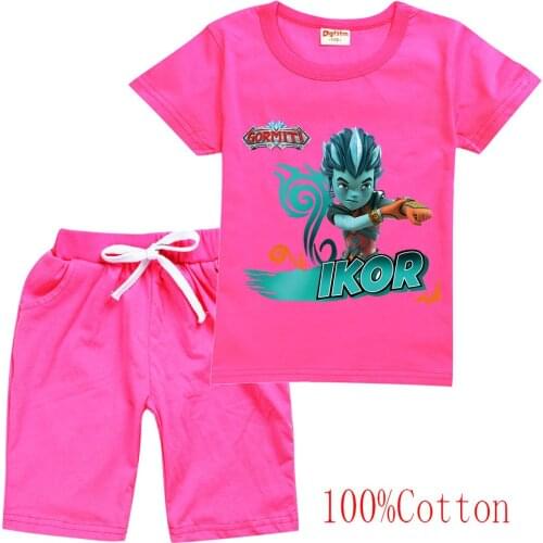 Cartoon Gormiti Clothes Kids Cotton T-shirt+shorts 2pcs Set Boys Short Sleeve Tracksuit Toddler Girl Clothes Children Sportswear