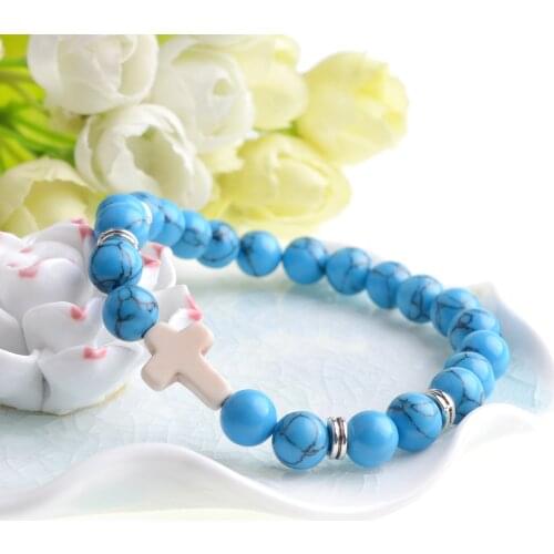 2018 Fashion Natural Cross Jesus Christ Bracelet Men Mothers Day