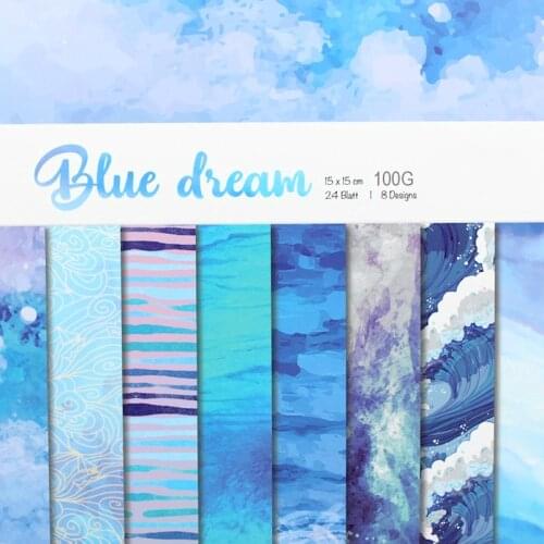 24sheets 6 inch Blue Dream Scrapbooking Pads Paper Origami Art Background Paper Card Making DIY Paper Craft