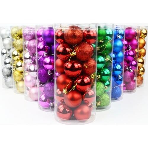 24pcs/ 4cm Christmas Ball Decor Tree Toy Bauble Hanging Xmas Party Ornament decorations for decorate Home New Year Garnish