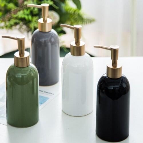 420ml Ceramic with Metal Pump Hand Press Liquid Soap Dispenser Container Organizer Bathroom Hardware Accessories