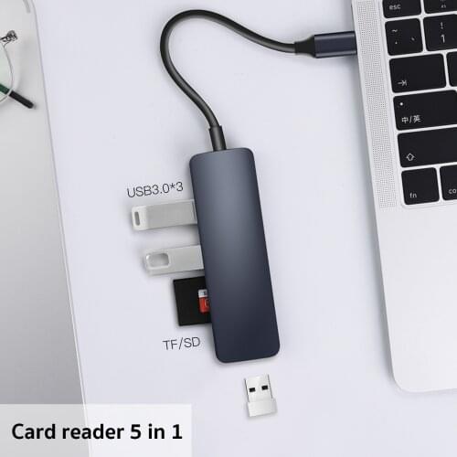 5 in 1 Hub for MacBook Pro USB Type C Adapter USBC OTG Multiport SD TF Card Reader 4K Hdmi-Compatible PD Charging Ethernet Port