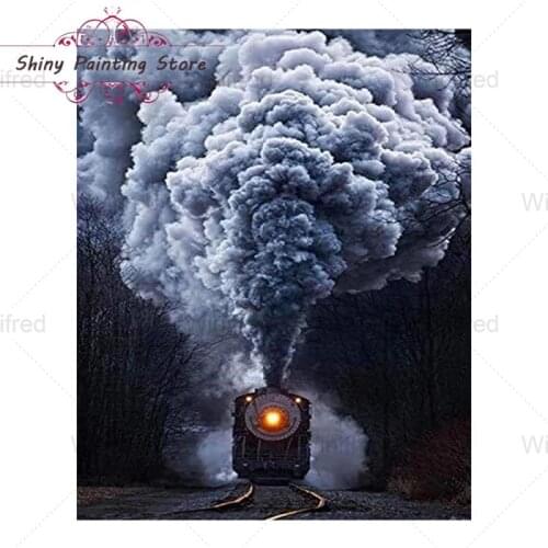 Full Drill DIY 5D Diamond Painting Coming Train Scenery Cross Stitch Diamond Embroidery Rhinestones Diamond Mosaic Decoration