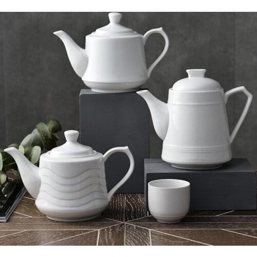 White ceramic teapot restaurant hotel tea pot large capacity water kettle teaware afternoon tea coffee pot