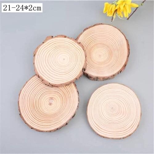 5 pcs 21-24cm big Round Natural Wood Slices with Bark Natural Tree Wood Coasters Discs Tree Cut Wood Craft