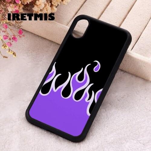 Iretmis 5 5S SE phone cover cases for iphone 6 6S 7 8 Plus X Xs Max XR 12 MINI Pro Soft Silicone Aesthetic Flames Purple Black