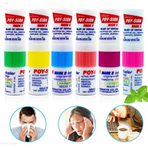 1pc Thailand Nasal Inhaler Poy sian Mark 2 Herbal Nasal Inhaler Poy Sian Stick Mint Cylinder Oil Brancing Breezy Asthma