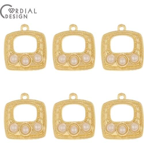 Cordial Design 100Pcs 17*19MM Earrings Accessories/DIY Charms/Square Shape/Imitation Pearl/Pendant/Jewelry Findings & Components