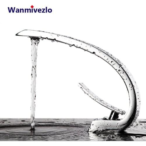 Chrome Bathroom Sink Faucet Tap Single Handle Single Spout "C" Shape Design Vanity Mounting Mixer Faucet Hot Cold Water