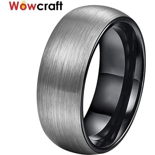 8mm Mens Black Tungsten Carbide Wedding Band for Ring Engagement Comfort Fit Tungsten Wedding Jewelry Anniversary
