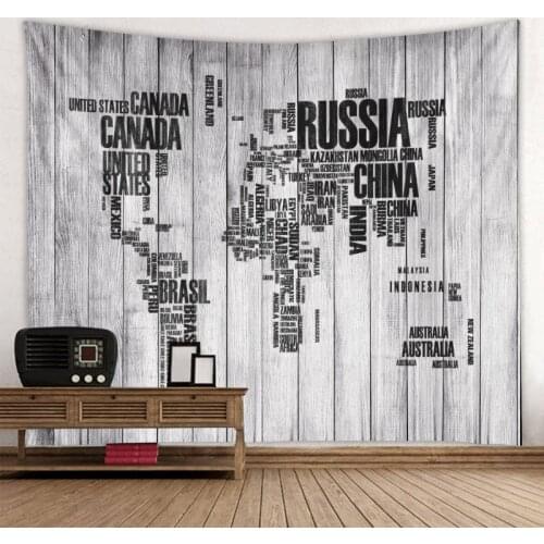 Creative world map wood board tapestry wall hanging retro style aesthetics home decoration mandala bedroom wall decoration