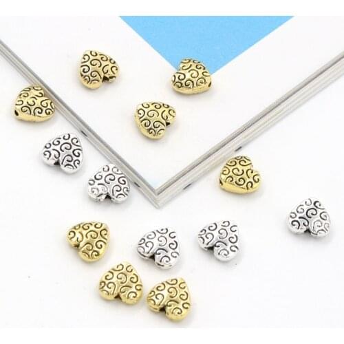 30pcs/lot Metal Heart Shaped Loose Spacer Beads For Jewelry Making Finding Handmade Jewelry Diy Necklace Accessories Wholesale