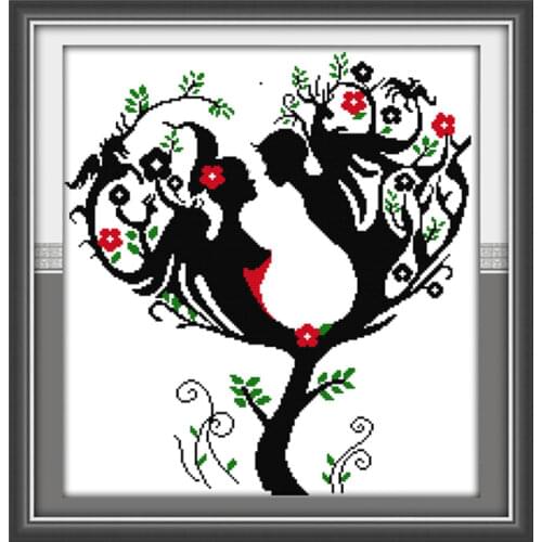 Lover tree cross stitch kit print canvas stitching embroidery DIY handmade needlework