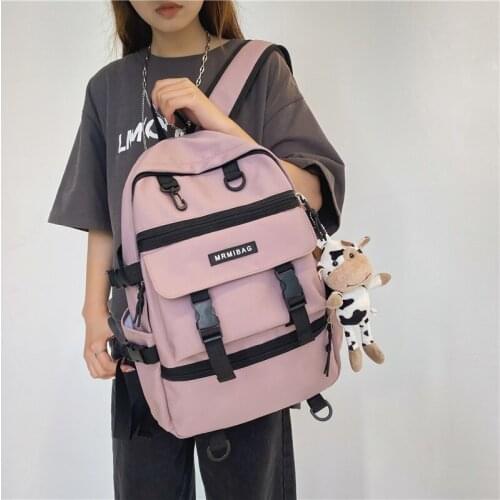 2021 Popular Personality Buckles Nylon Backpack for Lady Men Large Capacity School Books Bag College 15.6 Inches Laptop Backpack