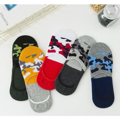 2020 new summer shallow mouth mens invisible socks Non-slip Camouflage boat socks Fashion casual Breathable Cotton Woman socks