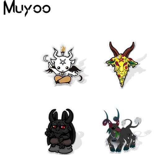 New Arrival Baphomet Magical Pentagram Goat Heads Witchcraft Epoxy Acrylic Resin Lapel Pin Handmade Clothing Pins