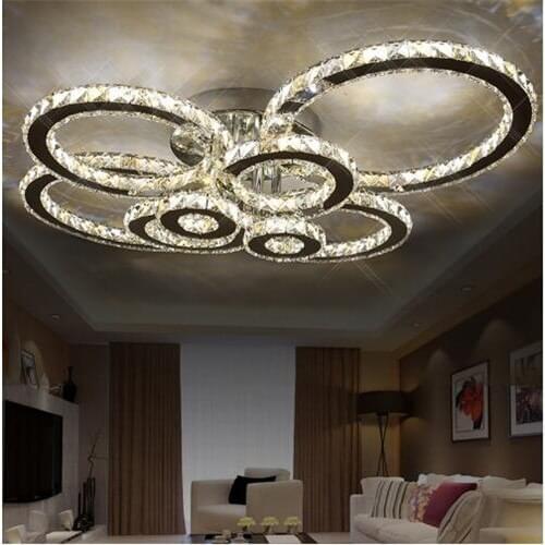 New Modern Circle Rings K9 Crystal led ceiling lights Used for living room bedroom Indoor Dec Ceiling Lamp 110-240v