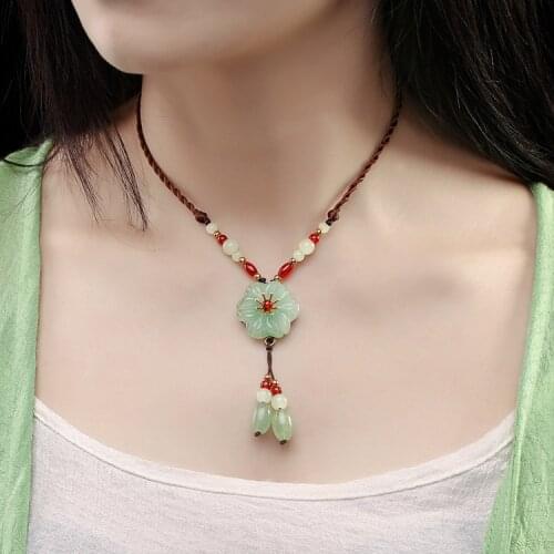 Chalcedony Nature Stones Necklace,Ancient Necklace Style Hanfu Accessories No.3220