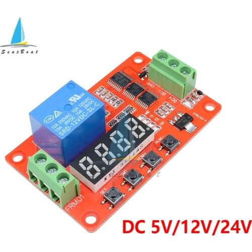 DC 5V 12V 24V Adjustable Time Delay Self-Lock Relay LED Display Automation Cycle Delay Timer Control Switch PLC Home Module