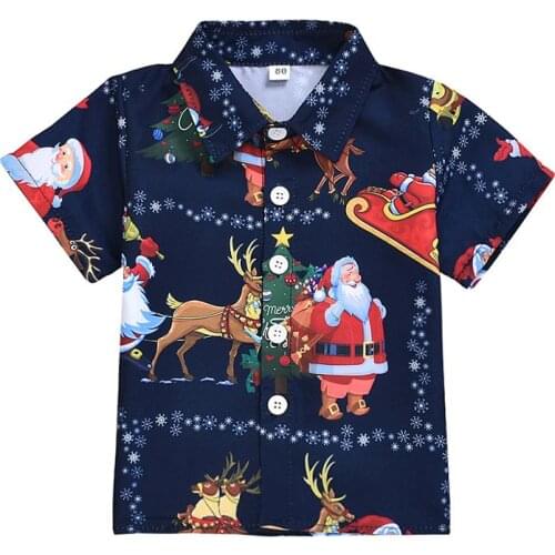 Christmas Kid Baby Boy Girl Santa Claus Deer Print Shirt Children Family Party New Year Clothes Outfit