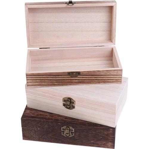 Jewelry Box Postcard Storage Box New RetroStorage Hand Decoration Wooden Box Clamshell Desktop Natural Wood