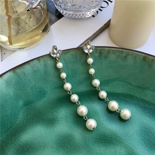 Gorgeous Gold Color Plating Flower Stone Pearl Drop Earrings For Women Girl Elegant Casual Chic Dainty Feminist Party Jewelry